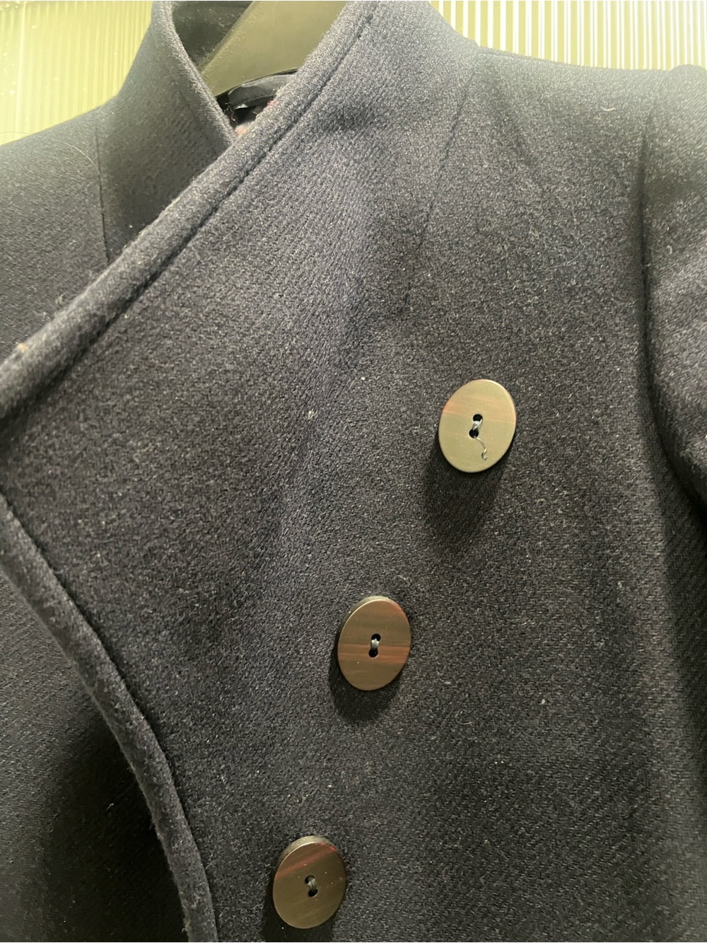 Mango Men's Black Double-Breasted Pea Coat
